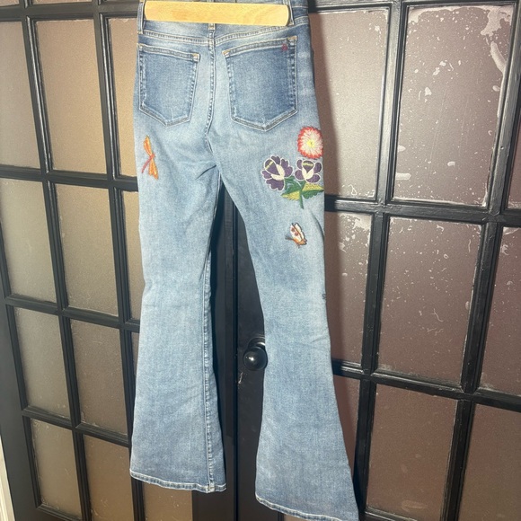 MM Vintage Embroidered Butterfly Floral Jeans Size 26 Boho Denim - Picture 2 of 16